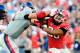 November 3, 2012; Athens, GA, USA; Georgia Bulldogs linebacker Jarvis Jones (29) battles Mississippi Rebels offensive linesman Pierce Burton (71) during the third quarter at Sanford Stadium. Georgia defeated Mississippi 37-10. Mandatory Credit: Dale Zanine-USA TODAY Sports