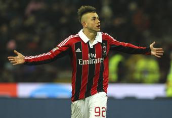 El Shaarawy celebrates his goal against Inter Milan.