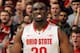 COLUMBUS, OH - FEBRUARY 24: Evan Ravenel #30 of the Ohio State Buckeyes celebrates sinking a basket while being fouled in the first half against the Michigan State Spartans on February 24, 2013 at Value City Arena in Columbus, Ohio. (Photo by Jamie Sabau/Getty Images)