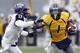 MORGANTOWN, WV - NOVEMBER 03: Tavon Austin #1 of the West Virginia Mountaineers carries the ball against the TCU Horned Frogs during the game on November 3, 2012 at Mountaineer Field in Morgantown, West Virginia. TCU defeated WVU in two overtimes 39-38. (Photo by Justin K. Aller/Getty Images)