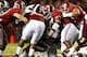 TUSCALOOSA, AL - OCTOBER 27: LaDarius Perkins #27 of the Mississippi State Bulldogs is tackled by Vinnie Sunseri #3, Trey DePriest #33, Ed Stinson #49 and Jesse Williams #54 of the Alabama Crimson Tide at Bryant-Denny Stadium on October 27, 2012 in Tuscaloosa, Alabama. (Photo by Kevin C. Cox/Getty Images)
