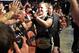 Feb 23, 2013; Anaheim, CA, USA; Ronda Rousey celebrates with fans after her fight with Liz Carmouche (not pictured) in their UFC women's world bantamweight championship bout at the Honda Center. Mandatory Credit: Jayne Kamin-Oncea-USA TODAY Sports