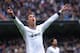 MADRID, SPAIN - JANUARY 27: Cristiano Ronaldo of Real Madrid CF celebrates after scoring Real's 3rd goal during the La Liga match between Real Madrid CF and Getafe CF at estadio Santiago Bernabeu on January 27, 2013 in Madrid, Spain. (Photo by Denis Doyle/Getty Images)
