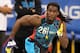 Feb 24, 2013; Indianapolis, IN, USA; Michigan Wolverines wide receiver Denard Robinson runs in a passing drill during the NFL Combine at Lucas Oil Stadium. Mandatory Credit: Brian Spurlock-USA TODAY Sports