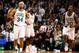 BOSTON, MA - FEBRUARY 13: Paul Pierce #34 and Brandon Bass #30 of the Boston Celtics celebrate following Pierce's basket in the fourth quarter against the Chicago Bulls during the game on February 13, 2013 at TD Garden in Boston, Massachusetts. NOTE TO USER: User expressly acknowledges and agrees that, by downloading and or using this photograph, User is consenting to the terms and conditions of the Getty Images License Agreement. (Photo by Jared Wickerham/Getty Images)