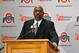 COLUMBUS, OH - NOVEMBER 28: Athletics Director Gene Smith of The Ohio State University introduces Urban Meyer as the 24th head coach in Ohio State football history at a press conference on November 28, 2011 in Columbus, Ohio. (Photo by Jamie Sabau/Getty Images)