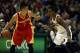 Jan 4, 2013; Milwaukee, WI, USA; Houston Rockets guard Jeremy Lin (7) attempts to move the ball against Milwaukee Bucks guard Brandon Jennings (right) at the Bradley Center. Houston defeated Milwaukee 115-101. Mandatory Credit: Mary Langenfeld-USA TODAY Sports