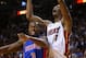 MIAMI, FL - JANUARY 25: Chris Bosh #1 of the Miami Heat is fouled by Rodney Stuckey #3 of the Detroit Pistons during a game at American Airlines Arena on January 25, 2013 in Miami, Florida. (Photo by Mike Ehrmann/Getty Images)