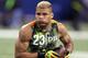 Feb 26, 2013; Indianapolis, IN, USA; Louisiana State Tigers defensive end Tyrann Mathieu runs with the ball after catching a pass during the NFL Combine at Lucas Oil Stadium. Mandatory Credit: Brian Spurlock-USA TODAY Sports