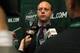 ST PAUL, MN - JUNE 25: General manager Stan Bowman of the Chicago Blackhawks answers questions during day two of the 2011 NHL Entry Draft at Xcel Energy Center on June 25, 2011 in St Paul, Minnesota. (Photo by Bruce Bennett/Getty Images)