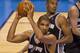 June 2, 2012; Oklahoma City, OK, USA; San Antonio Spurs forward Tim Duncan (21) pulls down a rebound during a playoff game against the Oklahoma City Thunder at Chesapeake Energy Arena. Thunder defeated the Spurs 109-103 Mandatory Credit: Beth Hall-USA TODAY Sports