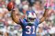 ORCHARD PARK, NY - OCTOBER 09: Jairus Byrd #31 of the Buffalo Bills celebrates recovering a fumble in the third quarter against th Philadelphia Eagles at Ralph Wilson Stadium on October 9, 2011 in Orchard Park, New York. Buffalo won 31-24. (Photo by Rick Stewart/Getty Images)