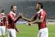 MILAN, ITALY - MARCH 02: Kevin Price Boateng of AC Milan (R) celebrates his goal with team-mate Giampaolo Pazzini during the Serie A match between AC Milan and S.S. Lazio at San Siro Stadium on March 2, 2013 in Milan, Italy. (Photo by Claudio Villa/Getty Images)