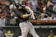HOUSTON,TX - SEPTEMBER 21: Gaby Sanchez #14 of the Pittsburgh Pirates lines out in the fourth inning against the Houston Astros at Minute Maid Park on September 21, 2012 in Houston, Texas. (Photo by Bob Levey/Getty Images)