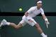 June 28, 2012; London, ENGLAND; Rafael Nadal (ESP) returns a shot against Lukas Rosol (CZE) on day four of the 2012 Wimbledon Championships at the All England Lawn Tennis Club. Mandatory Credit: Susan Mullane-USA TODAY Sports