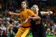Feb 23, 2013; Waco, TX, USA; Baylor Bears center Brittney Griner (42) battles for a rebound with Texas Longhorns forward Sara Hattis (35) during the first half at the Ferrell Center. Mandatory Credit: Kevin Jairaj-USA TODAY Sports