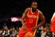 NEW YORK, NY - FEBRUARY 22: James Harden #13 of the Houston Rockets in action against the Brooklyn Nets during their game at the Barclays Center on February 22, 2013 in the Brooklyn borough of New York City. NOTE TO USER: User expressly acknowledges and agrees that, by downloading and/or using this photograph, user is consenting to the terms and conditions of the Getty Images License Agreement. (Photo by Al Bello/Getty Images)