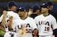TORONTO, ON - MARCH 07: Shane Victorino #50 and Ryan Braun #18 of the USA celebrate the win with teammates during the 2009 World Baseball Classic Pool C match on March 7, 2009 at the Rogers Center in Toronto, Ontario, Canada. The USA defeated Canada 6-5. (Photo by Elsa/Getty Images)