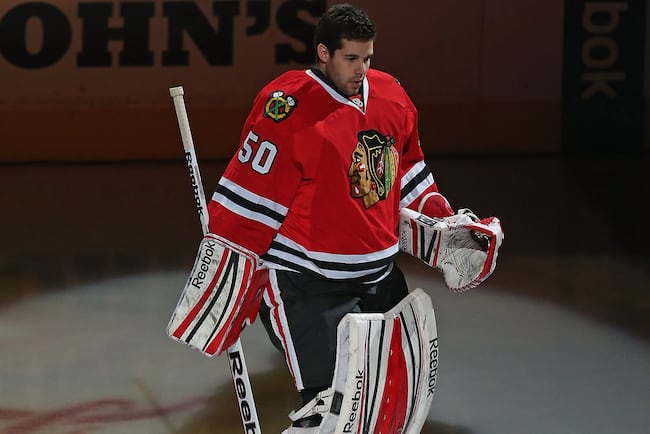 Corey Crawford was named the game's first star.