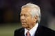 BALTIMORE, MD - SEPTEMBER 23: New England Patriots owner Robert Kraft watches his team during warm ups prior to the start of their game against the Baltimore Ravens at M&T Bank Stadium on September 23, 2012 in Baltimore, Maryland. (Photo by Rob Carr/Getty Images)
