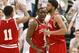 EAST LANSING, MI - February 19: Christian Watford #2 of the Indiana Hoosiers celebrates a second half basket with Victor Oladipo #4 and Kevin Ferrell #11 while playing the Michigan State Spartans at the Jack T. Breslin Student Events Center on February 19, 2013 in East Lansing, Michigan. Indiana won the game 72-68. (Photo by Gregory Shamus/Getty Images)