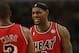 CHICAGO, IL - FEBRUARY 21: LeBron James #6 of the Miami Heat talks with Dwyane Wade #3 during a game against the Chicago Bulls at the United Center on February 21, 2013 in Chicago, Illinois. The Heat defeated the Bulls 86-67. NOTE TO USER: User expressly acknowledges and agrees that, by downloading and or using this photograph, User is consenting to the terms and conditions of the Getty Images License Agreement. (Photo by Jonathan Daniel/Getty Images)