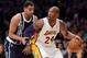 LOS ANGELES, CA - JANUARY 27: Kobe Bryant #24 of the Los Angeles Lakers keeps his dribble from Thabo Sefolosha #2 of the Oklahoma City Thunder at Staples Center on January 27, 2013 in Los Angeles, California. NOTE TO USER: User expressly acknowledges and agrees that, by downloading and or using this photograph, User is consenting to the terms and conditions of the Getty Images License Agreement. (Photo by Harry How/Getty Images)