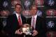 SAN FRANCISCO, CA - JANUARY 07: Jim Harbaugh and general manager Trent Baalke pose for a picture following a press conference where Harbaugh was introduced as the new San Francisco 49ers head coach at the Palace Hotel on January 7, 2011 in San Francisco, California. (Photo by Ezra Shaw/Getty Images)