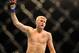 Dec 30, 2011; Las Vegas, NV, USA; UFC fighter Alexander Gustafsson celebrates against Vladimir Matyushenko (not pictured) during a light featherweight bout at UFC 141 at the MGM Grand Garden event center. Mandatory Credit: Mark J. Rebilas-USA TODAY Sports