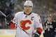Feb 17, 2013; Dallas, TX, USA; Calgary Flames right wing Jarome Iginla (12) prepares for the faceoff against the Dallas Stars during the third period at the American Airlines Center. The Flames defeated the Stars 4-3. Mandatory Credit: Jerome Miron-USA TODAY Sports