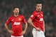 MANCHESTER, ENGLAND - MARCH 05: Ryan Giggs (l) and Robin van Persie of Manchester United look dejected at the end of the UEFA Champions League Round of 16 Second leg match between Manchester United and Real Madrid at Old Trafford on March 5, 2013 in Manchester, United Kingdom. (Photo by Alex Livesey/Getty Images)