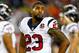 FOXBORO, MA - JANUARY 13: Arian Foster #23 of the Houston Texans looks on against the New England Patriots during the 2013 AFC Divisional Playoffs game at Gillette Stadium on January 13, 2013 in Foxboro, Massachusetts. (Photo by Jared Wickerham/Getty Images)