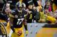 PITTSBURGH, PA - DECEMBER 09: Mike Wallace #17 of the Pittsburgh Steelers reacts with fans after his touchdown in the third quarter against the San Diego Chargers on December 9, 2012 at Heinz Field in Pittsburgh, Pennsylvania. San Diego won the game 34-24. (Photo by Joe Sargent/Getty Images)