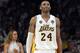 Mar 3, 2013; Los Angeles, CA, USA; Los Angeles Lakers shooting guard Kobe Bryant (24) reacts during the game against the Atlanta Hawks at the Staples Center. Mandatory Credit: Richard Mackson-USA TODAY Sports