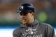 DETROIT, MI - OCTOBER 16: Mark Teixeira #25 of the New York Yankees looks on during batting practice against the Detroit Tigers during game three of the American League Championship Series at Comerica Park on October 16, 2012 in Detroit, Michigan. (Photo by Leon Halip/Getty Images)