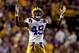 November 10, 2012; Baton Rouge, LA, USA; LSU Tigers defensive end Barkevious Mingo (49) during the first half of a game against the Mississippi State Bulldogs at Tiger Stadium. LSU defeated Mississippi State 37-17. Mandatory Credit: Derick E. Hingle-USA TODAY Sports