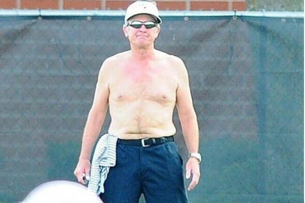 Steve Spurrier Shirtless at Spring Practice