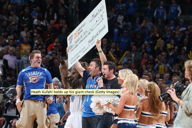 Thunder Fan Nails a Half-Court Shot, Winning $20K for His Wife's Cancer Fight
