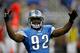 DETROIT, MI - NOVEMBER 24: Defensive lineman Cliff Avril #92 of the Detroit Lions reacts in the first half while taking on the Green Bay Packers during the Thanksgiving Day game at Ford Field on November 24, 2011 in Detroit, Michigan. (Photo by Gregory Shamus/Getty Images)