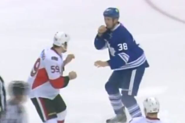 Video: Leafs, Sens Fight Twice in Opening Five Minutes, Dziurzynski KOed