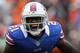 CLEVELAND, OH - SEPTEMBER 23: Cornerback Leodis McKelvin #21 of the Buffalo Bills celebrates after an interception against the Cleveland Browns at Cleveland Browns Stadium on September 23, 2012 in Cleveland, Ohio. (Photo by Matt Sullivan/Getty Images)