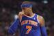 Feb 22, 2013; Toronto, ON, Canada; New York Knicks forward Carmelo Anthony (7) during their game against the Toronto Raptors at the Air Canada Centre. The Raptors beat the Knicks 100-98. Mandatory Credit: Tom Szczerbowski-USA TODAY Sports
