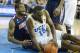 Mar 2, 2013; Los Angeles, CA, USA; UCLA Bruins guard/forward Shabazz Muhammad (15) and Arizona Wildcats guard/forward Kevin Parrom (3) battle for the ball during the second half at the Pauley Pavilion. UCLA beat Arizona 72-69. Mandatory Credit: Richard Mackson-USA TODAY Sports