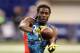 Feb 24, 2013; Indianapolis, IN, USA; Michigan Wolverines wide receiver Denard Robinson makes a catch during the NFL Combine at Lucas Oil Stadium. Mandatory Credit: Brian Spurlock-USA TODAY Sports