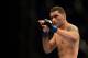 July 11, 2012; San Jose, CA, USA; Chris Weidman reacts during his fight against Mark Munoz (not pictured) during the middleweight bout of the UFC on Fuel TV at HP Pavilion. Mandatory Credit: Kyle Terada-USA TODAY Sports