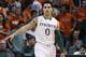 Mar 6, 2013; Coral Gables, FL, USA; Miami Hurricanes guard Shane Larkin (0) brings the ball up court against the Georgia Tech Yellow Jackets in the first half at the BankUnited Center. Mandatory Credit: Robert Mayer-USA TODAY Sports