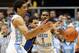 CHAPEL HILL, NC - MARCH 09: Seth Curry #30 of the Duke Blue Devils battles for a loose ball against teammates James Michael McAdoo #43 and Dexter Strickland #1 of the North Carolina Tar Heels during their game at the Dean E. Smith Center on March 9, 2013 in Chapel Hill, North Carolina. (Photo by Streeter Lecka/Getty Images)