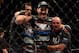 July 11, 2012; San Jose, CA, USA; Chris Weidman (center) celebrates with his team after defeating Mark Munoz (not pictured) in the middleweight bout of the UFC on Fuel TV at HP Pavilion. Mandatory Credit: Kyle Terada-USA TODAY Sports