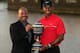 DORAL, FL - MARCH 10: Don Butler, Vice President Marketing at Cadillac poses with Tiger Woods and the Gene Sarazen Cup after his two-stroke victory at the World Golf Championships-Cadillac Championship at the Trump Doral Golf Resort & Spa on March 10, 2013 in Doral, Florida. (Photo by Warren Little/Getty Images)