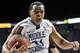Dec 21, 2012; Murfreesboro, TN, USA; Middle Tennessee Blue Raiders guard Marcos Knight (14) reacts after pulling down a rebound against the Vanderbilt Commodores during the second half at Bridgestone Arena. Middle Tennessee defeated Vanderbilt 56-52. Mandatory Credit: Jim Brown-USA TODAY Sports